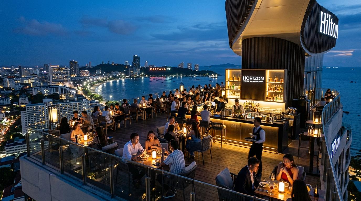 Horizon Rooftop Bar overlooking Pattaya Bay
