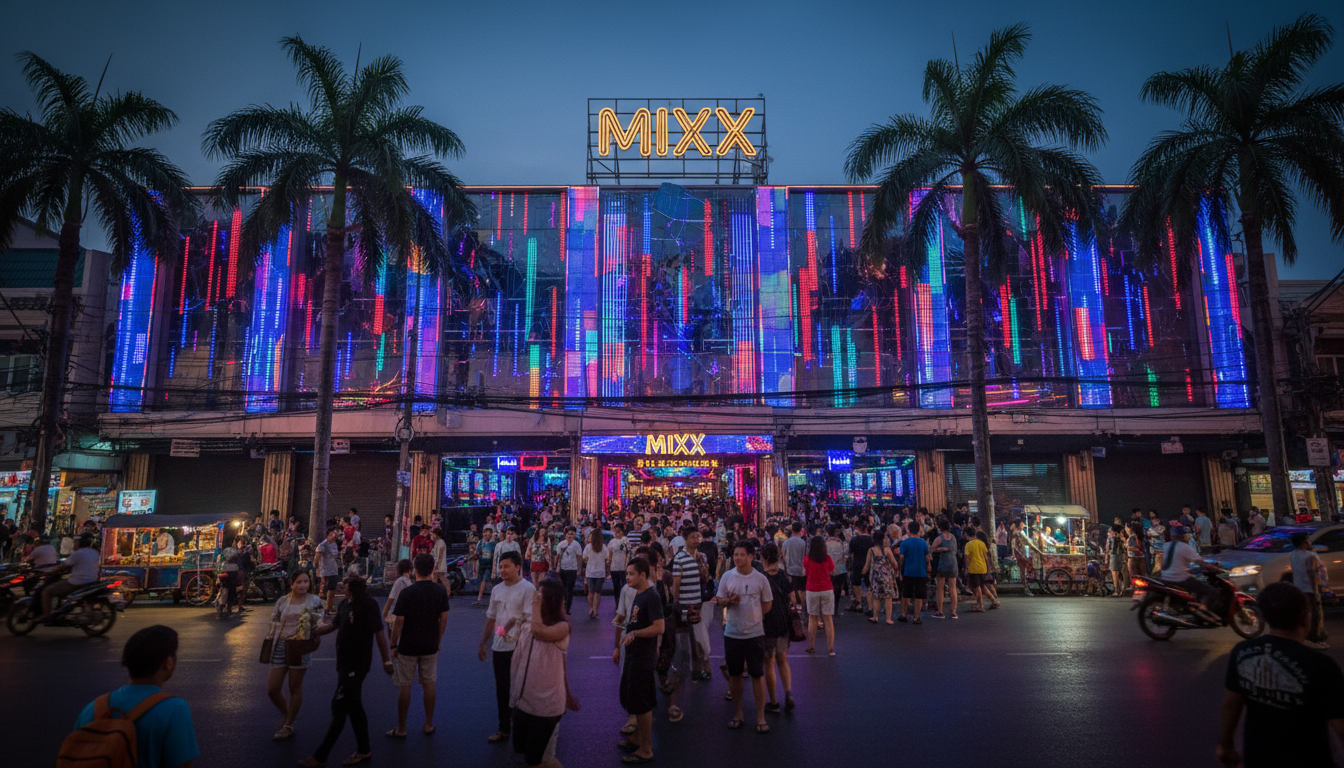 Vibrant laser lights in the Rouge Club room at Mixx Discotheque
