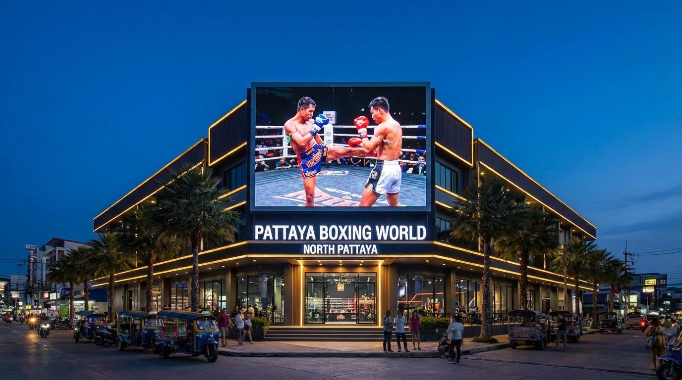 Fighters engaged in combat at Pattaya Boxing World
