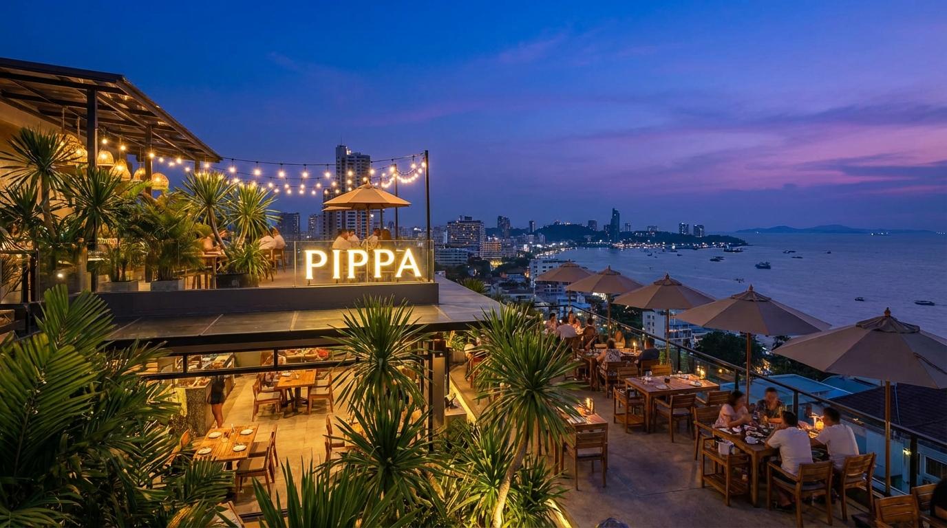Panoramic sunset over the bay from an elevated view