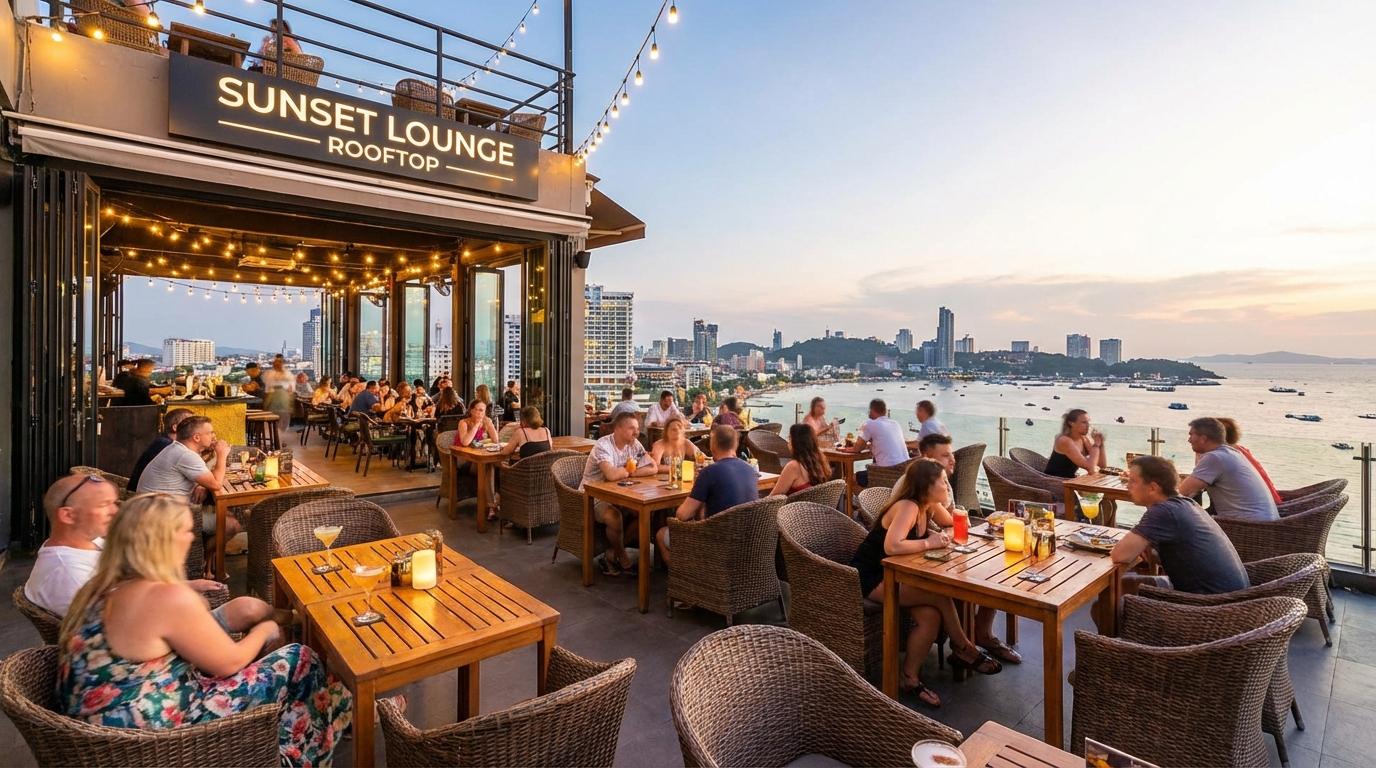 Open-air sunset lounging setup