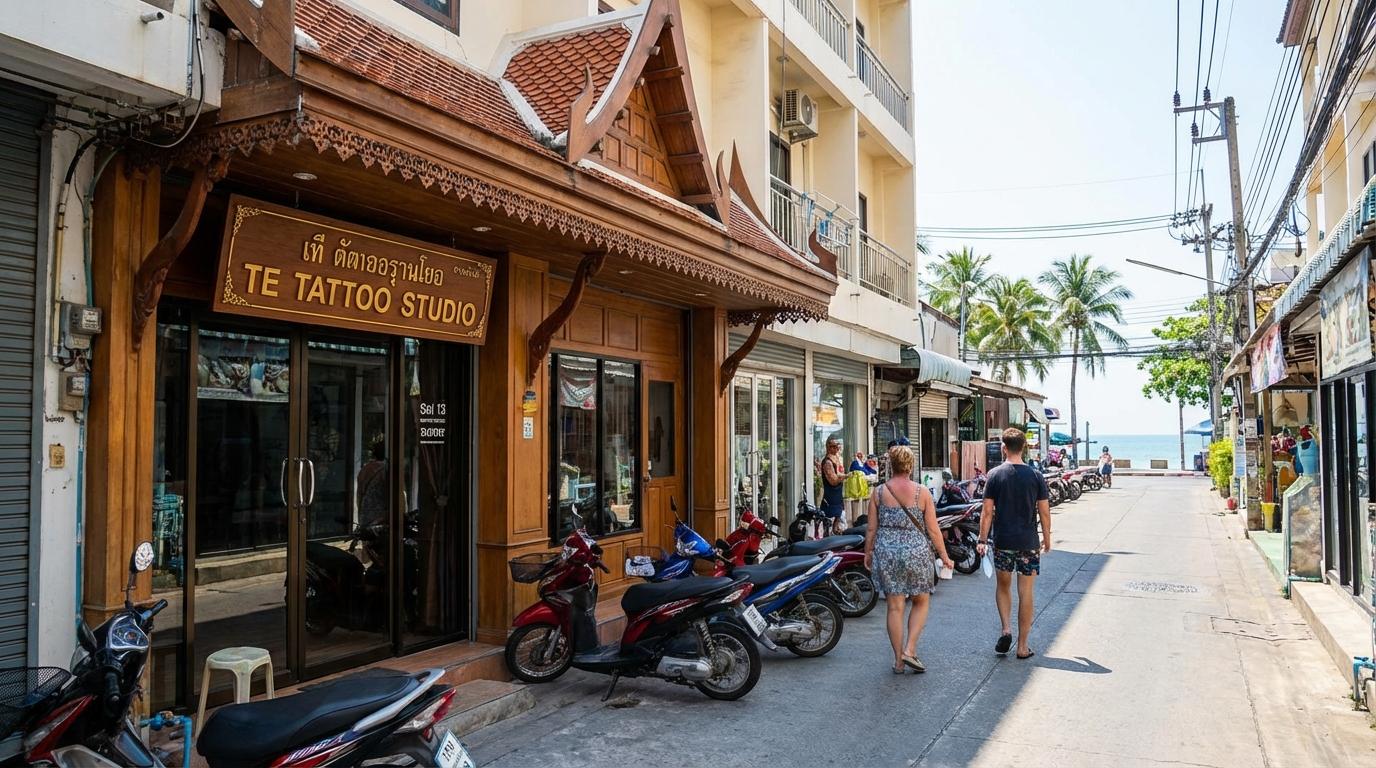 Intricate black and grey arm tattoo piece by Te Tattoo Pattaya Studio