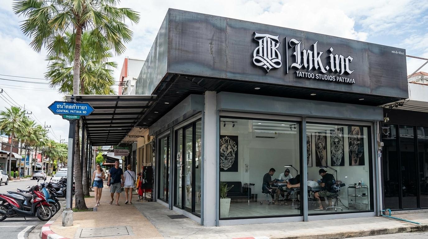Modern neon-lit aesthetic inside ink.inc Tattoo Studios Pattaya