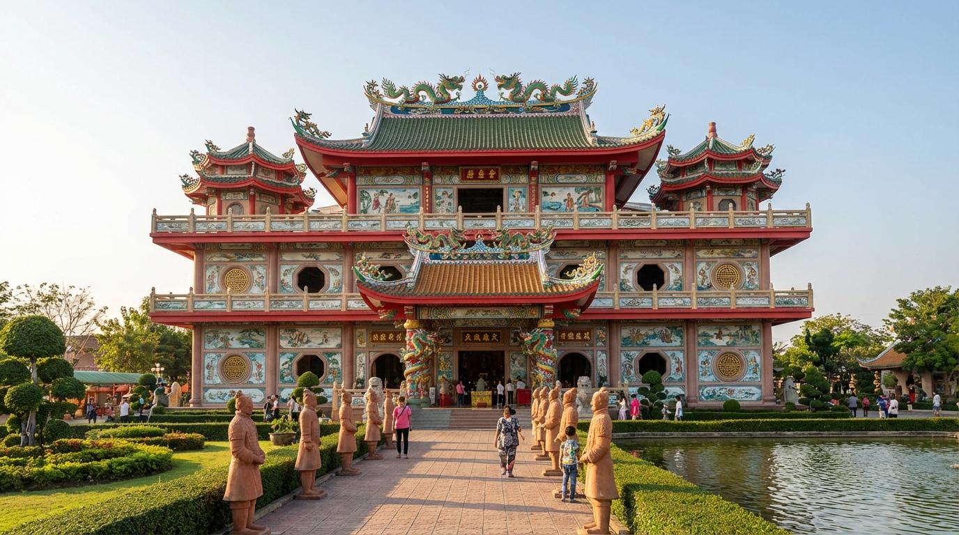 Chinese architectural facade of the Viharn Sien museum
