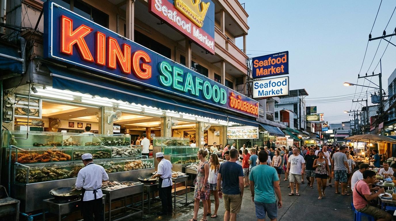 Freshly grilled seafood selection at King Seafood