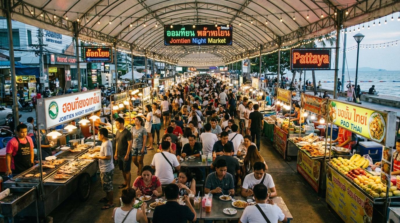Jomtien Beach area where the night market brings the streets to life