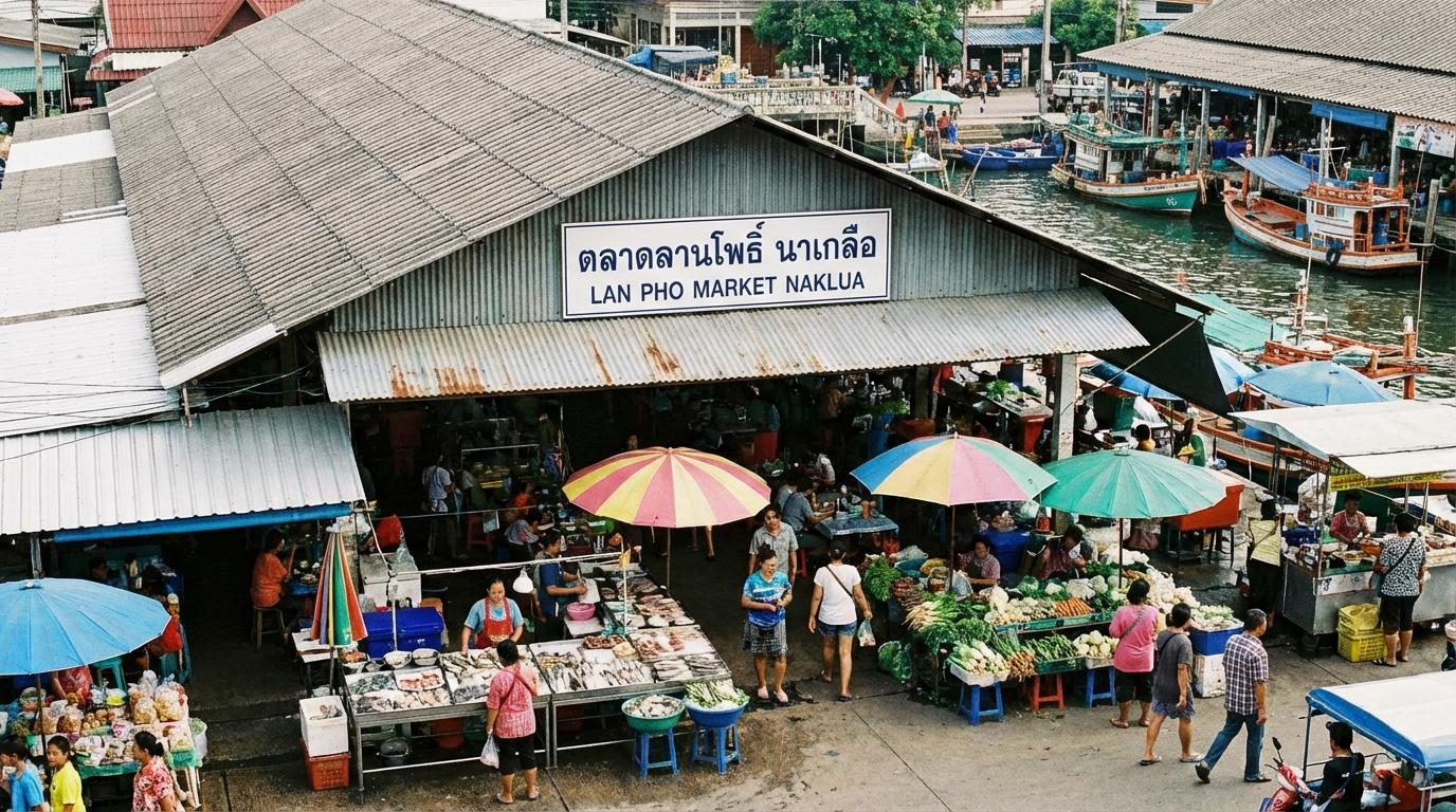 Fresh seafood selection on ice at a market