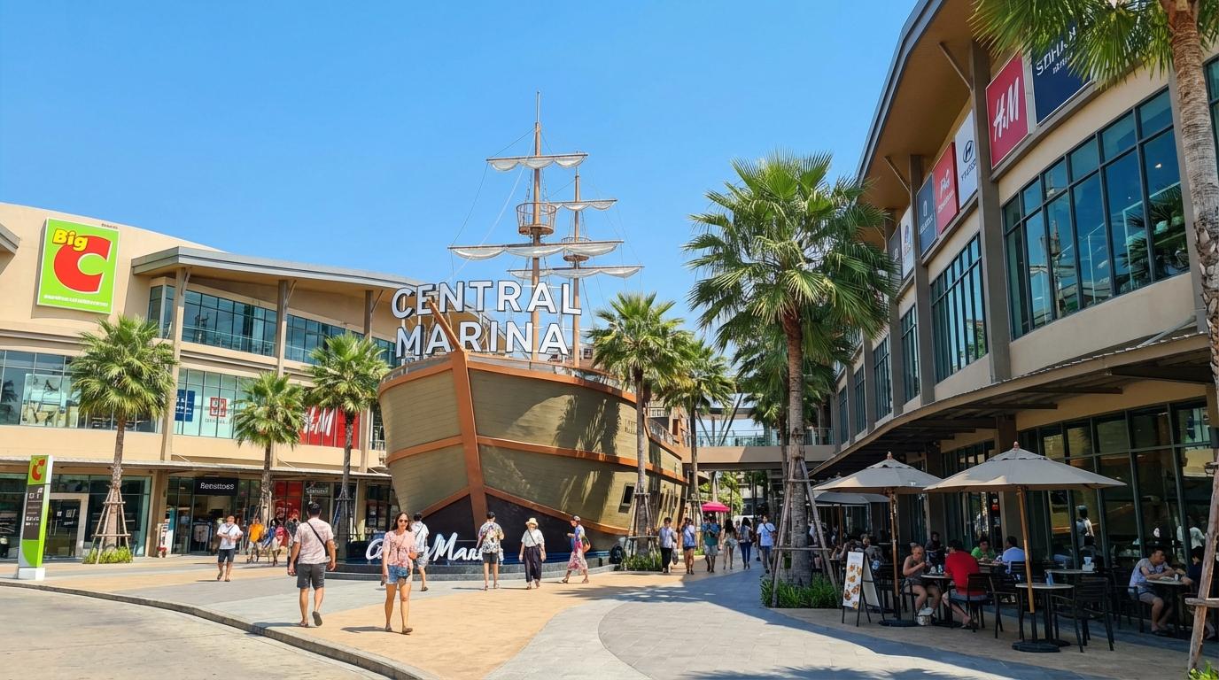 Colorful fisherman village exterior of Central Marina Pattaya