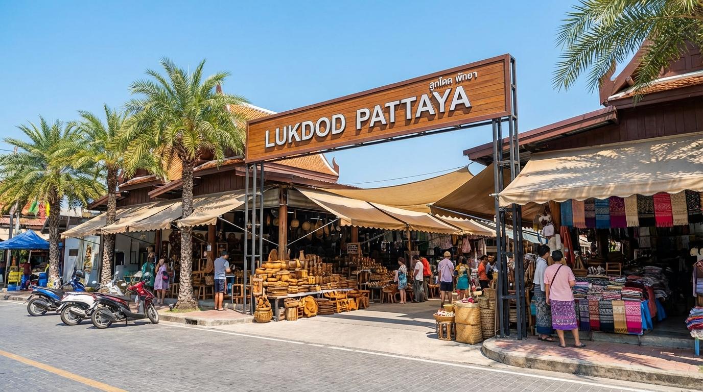 Wide view of the souvenir wholesale area in Pattaya