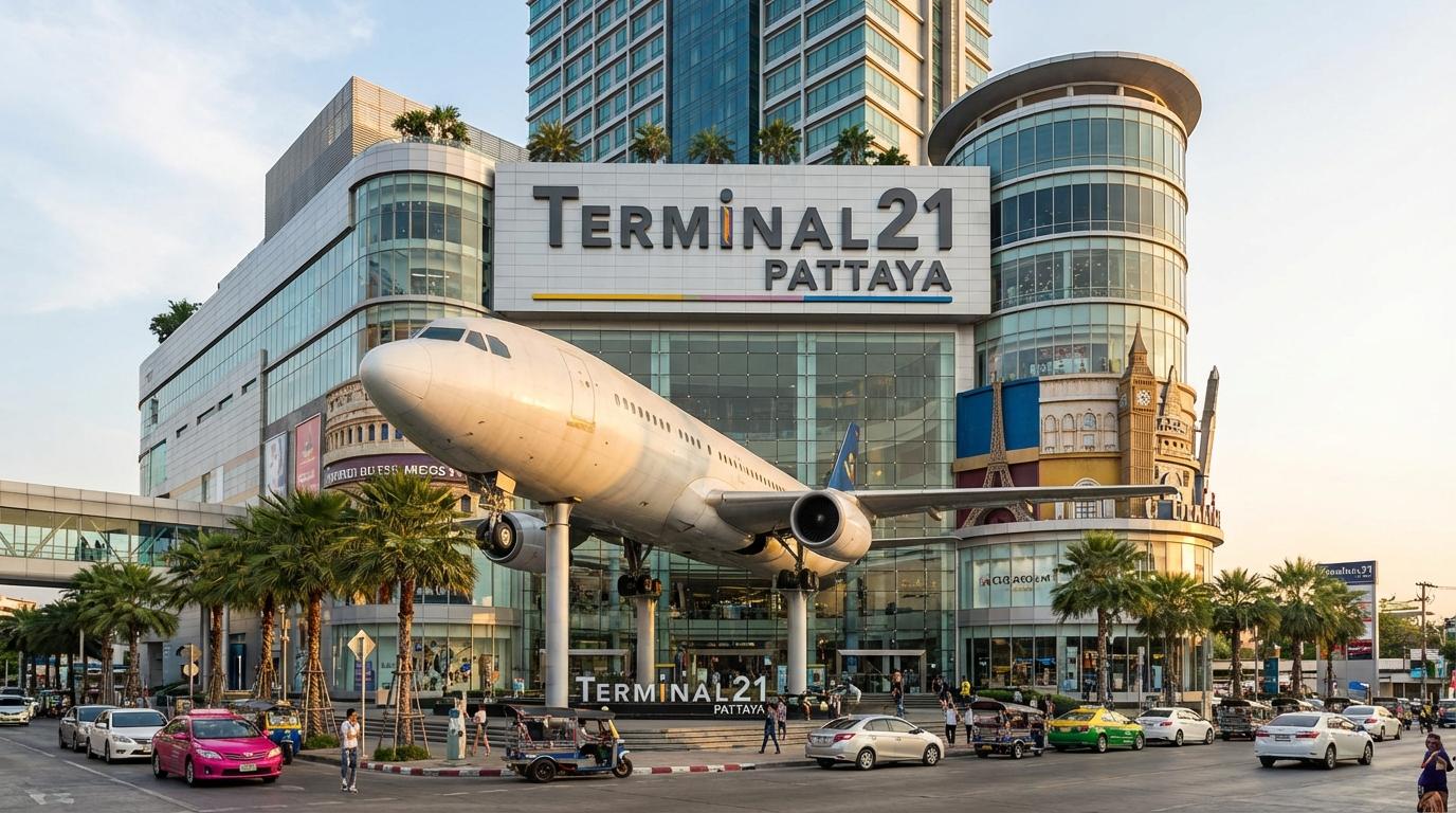 Terminal 21 Pattaya with its iconic airplane model
